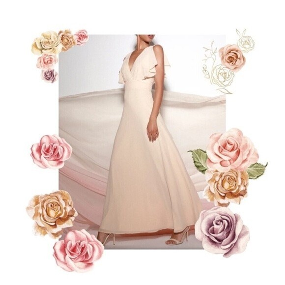 Lulus Dearly Loved Cream Pastel Flutter Sleeve Maxi Dress - Picture 4 of 16